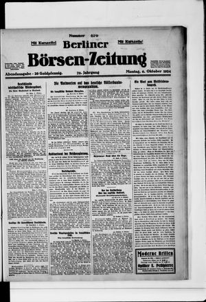 Berliner Börsen-Zeitung vom 06.10.1924
