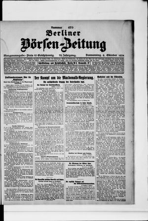 Berliner Börsen-Zeitung vom 09.10.1924