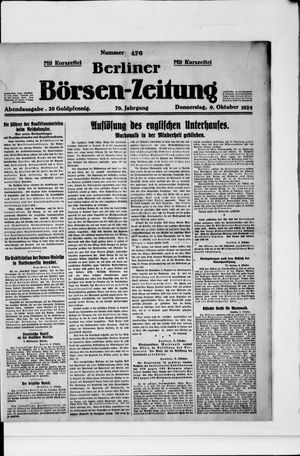 Berliner Börsen-Zeitung vom 09.10.1924