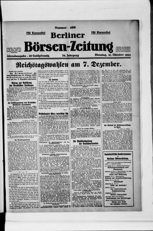 Berliner Börsen-Zeitung vom 21.10.1924