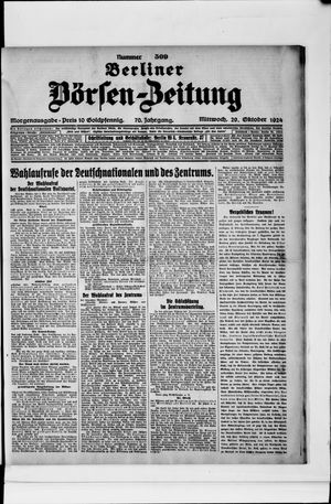 Berliner Börsen-Zeitung vom 29.10.1924