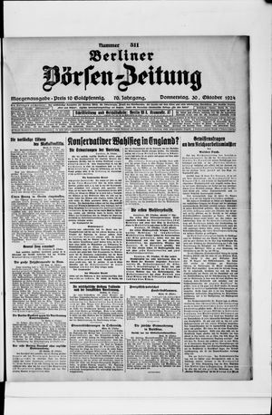 Berliner Börsen-Zeitung vom 30.10.1924