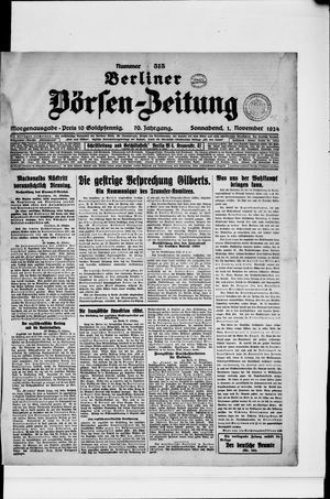 Berliner Börsen-Zeitung vom 01.11.1924