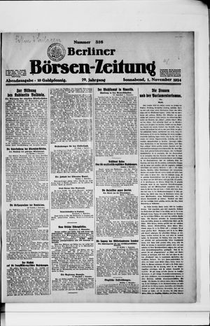 Berliner Börsen-Zeitung vom 01.11.1924