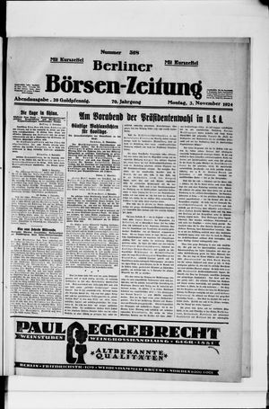 Berliner Börsen-Zeitung vom 03.11.1924