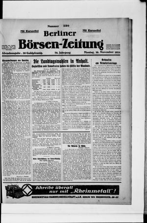 Berliner Börsen-Zeitung vom 10.11.1924