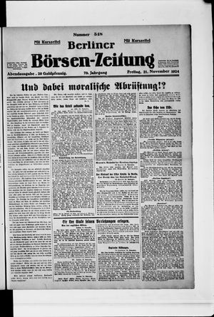 Berliner Börsen-Zeitung vom 21.11.1924