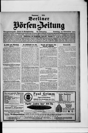 Berliner Börsen-Zeitung vom 23.11.1924
