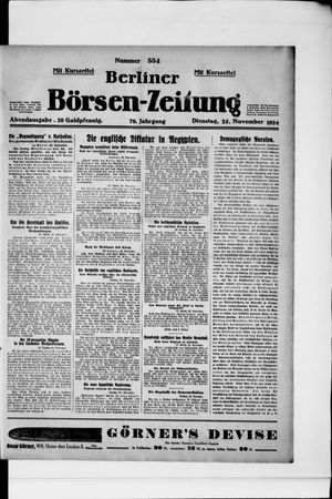 Berliner Börsen-Zeitung vom 25.11.1924