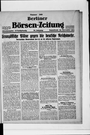Berliner Börsen-Zeitung vom 29.11.1924