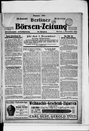 Berliner Börsen-Zeitung vom 01.12.1924