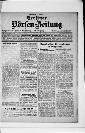 Berliner Börsen-Zeitung vom 02.12.1924