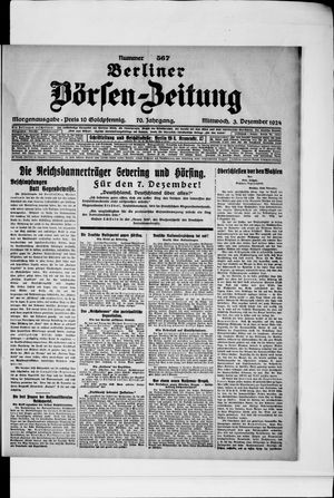 Berliner Börsen-Zeitung vom 03.12.1924
