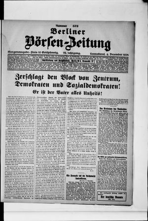 Berliner Börsen-Zeitung vom 06.12.1924