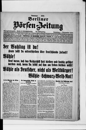 Berliner Börsen-Zeitung vom 07.12.1924