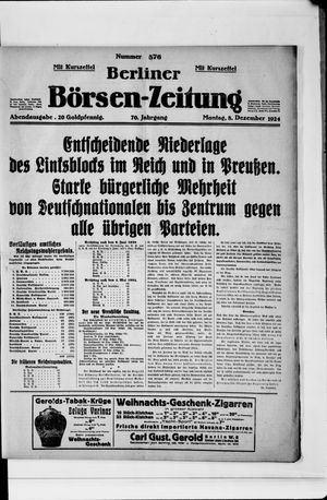 Berliner Börsen-Zeitung vom 08.12.1924
