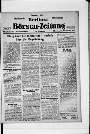 Berliner Börsen-Zeitung vom 29.12.1924