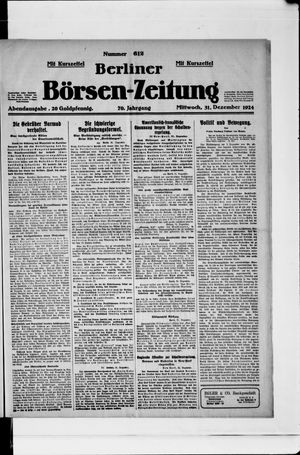 Berliner Börsen-Zeitung vom 31.12.1924