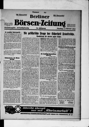 Berliner Börsen-Zeitung vom 02.02.1925
