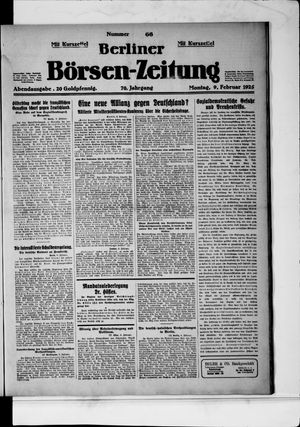 Berliner Börsen-Zeitung vom 09.02.1925