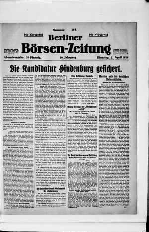 Berliner Börsen-Zeitung vom 07.04.1925