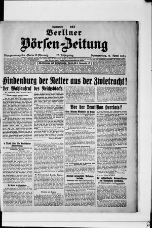 Berliner Börsen-Zeitung on Apr 9, 1925
