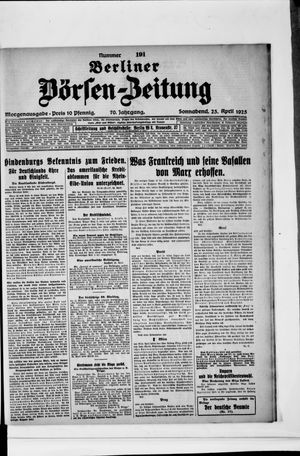 Berliner Börsen-Zeitung vom 25.04.1925
