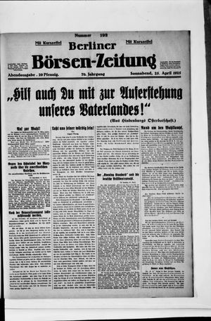 Berliner Börsen-Zeitung on Apr 25, 1925
