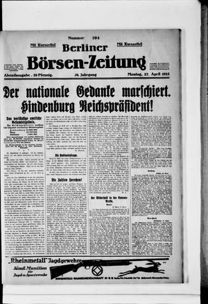 Berliner Börsen-Zeitung vom 27.04.1925