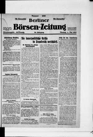Berliner Börsen-Zeitung vom 04.05.1925