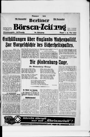Berliner Börsen-Zeitung vom 11.05.1925