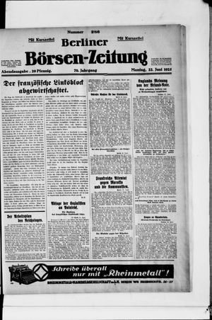 Berliner Börsen-Zeitung vom 22.06.1925