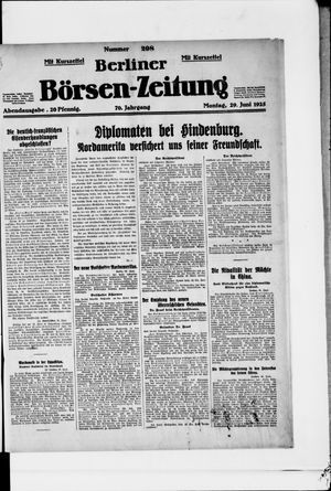 Berliner Börsen-Zeitung vom 29.06.1925