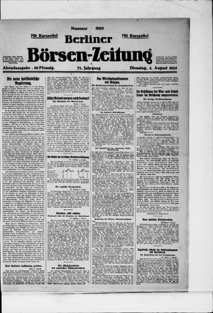Berliner Börsen-Zeitung vom 04.08.1925
