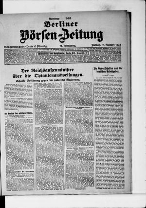 Berliner Börsen-Zeitung vom 07.08.1925