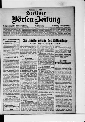 Berliner Börsen-Zeitung vom 09.08.1925