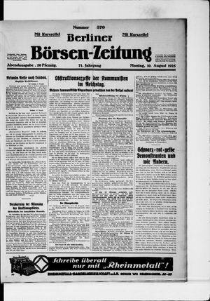 Berliner Börsen-Zeitung vom 10.08.1925
