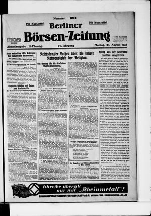 Berliner Börsen-Zeitung vom 24.08.1925