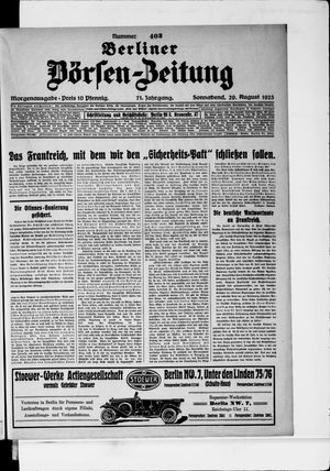 Berliner Börsen-Zeitung vom 29.08.1925
