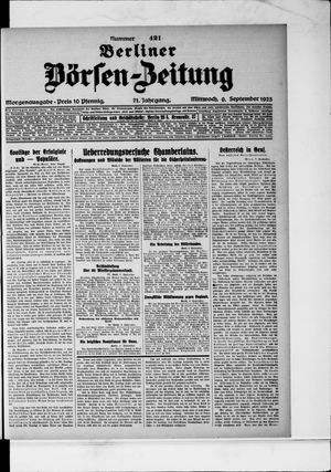 Berliner Börsen-Zeitung vom 09.09.1925