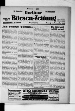 Berliner Börsen-Zeitung vom 14.09.1925