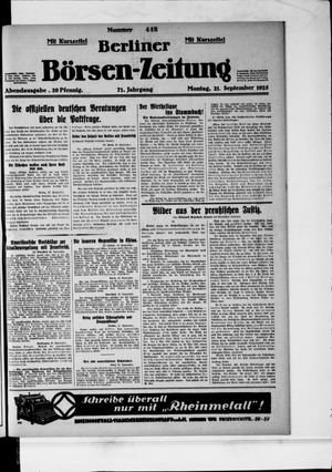 Berliner Börsen-Zeitung vom 21.09.1925