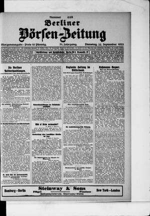 Berliner Börsen-Zeitung vom 22.09.1925