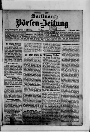 Berliner Börsen-Zeitung vom 01.10.1925