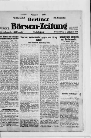 Berliner Börsen-Zeitung vom 01.10.1925