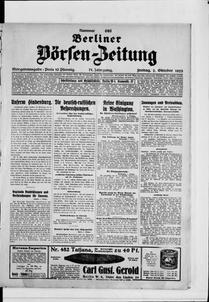 Berliner Börsen-Zeitung vom 02.10.1925