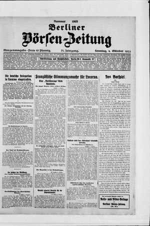 Berliner Börsen-Zeitung vom 04.10.1925