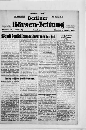 Berliner Börsen-Zeitung on Oct 6, 1925
