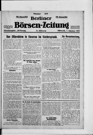Berliner Börsen-Zeitung vom 07.10.1925