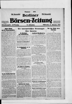Berliner Börsen-Zeitung on Oct 21, 1925